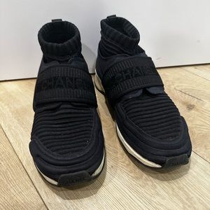 Chanel high top cloth trainers size 39.5